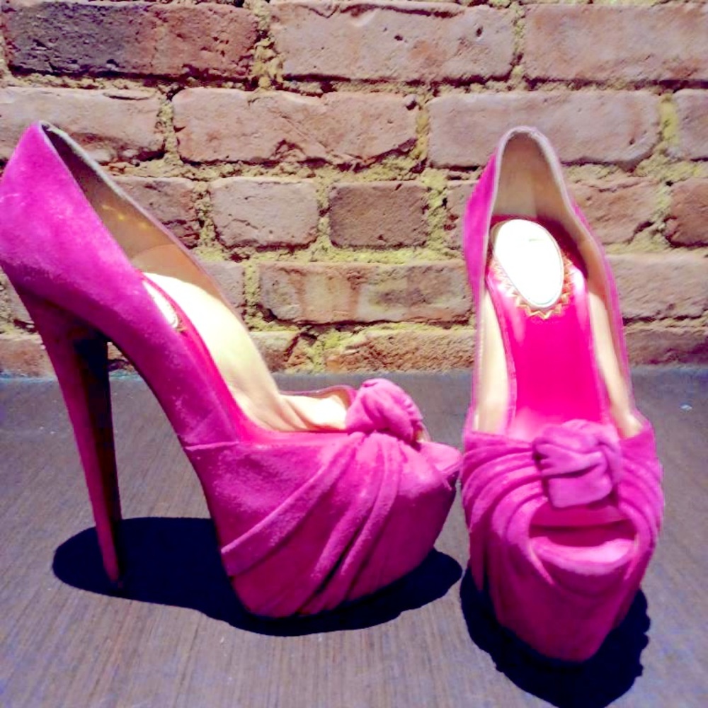 Authentic Louboutin Pink Suede Heels